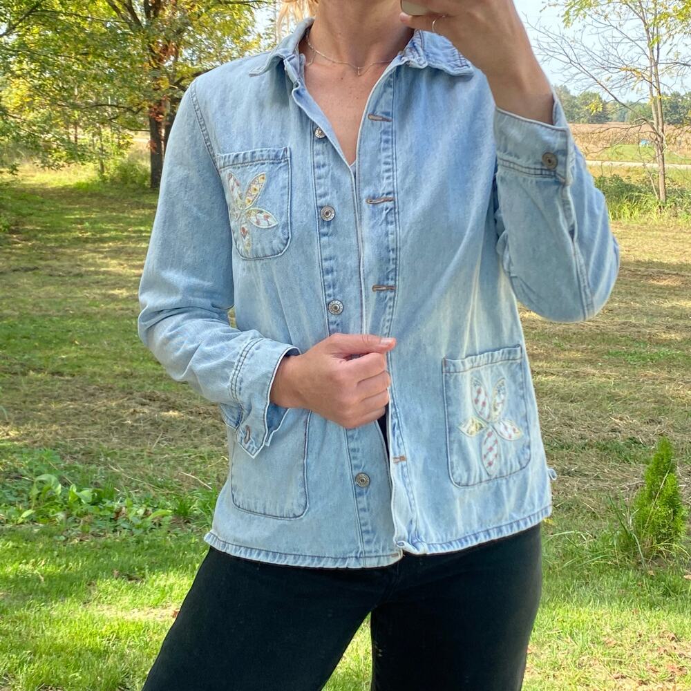 Curve Appeal floral patchwork jean jacket